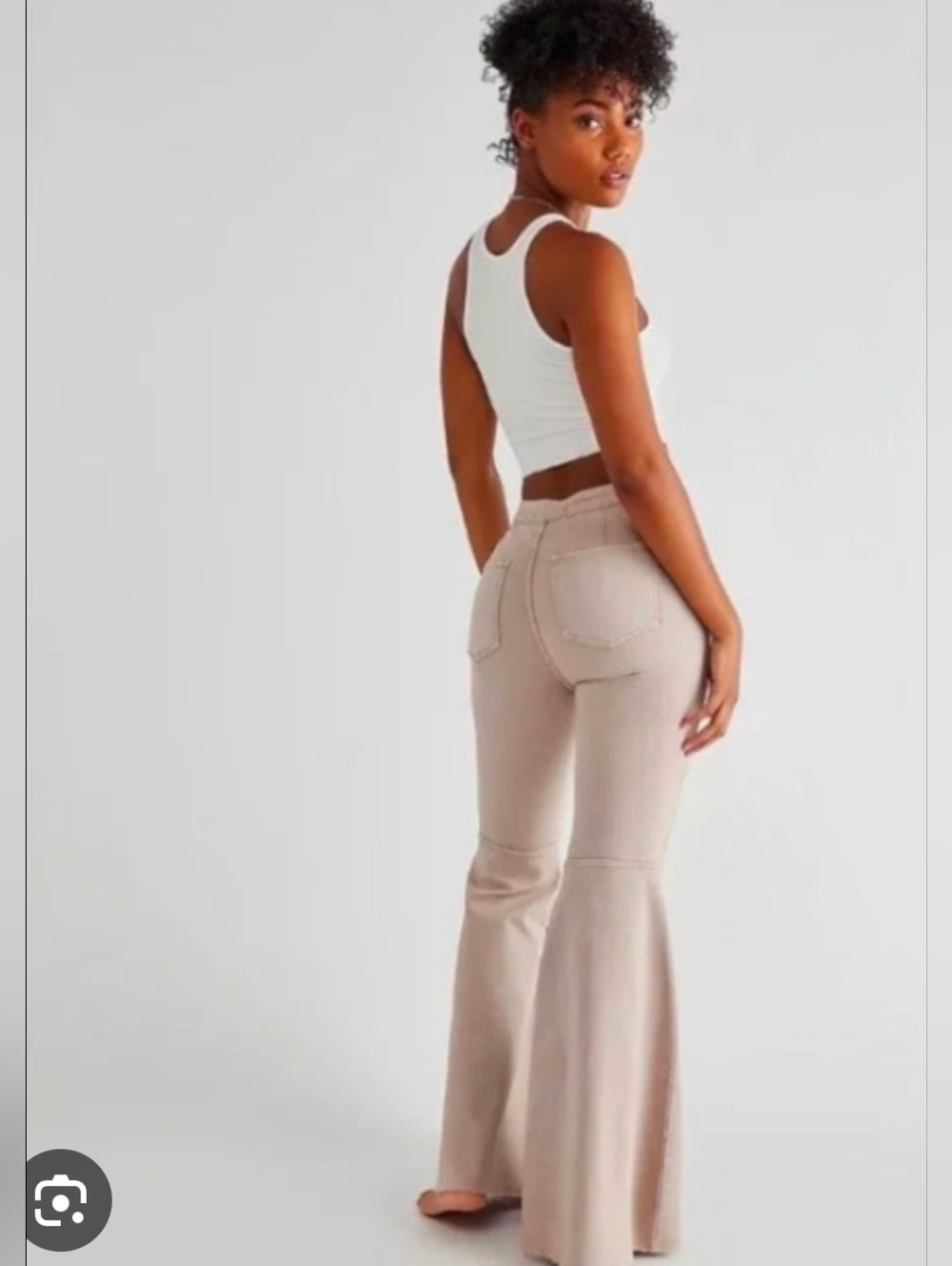 Free People Just Float On Super Flare Stretch Sand Jeans Sand Sable